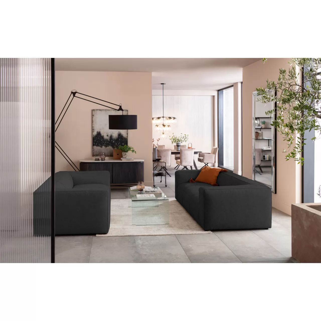 Canapés Cubetto 3-Places Gris Fonce 220Cm*KARE Design Best