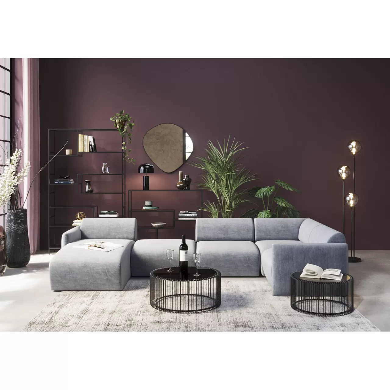 Ensemble De Canapés 2 Lucca Gris Gauche 328Cm*KARE Design Outlet