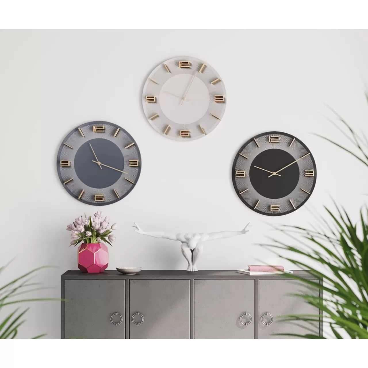 Horloge Murale Leonardo Noir/Dore O49Cm*KARE Design Cheap