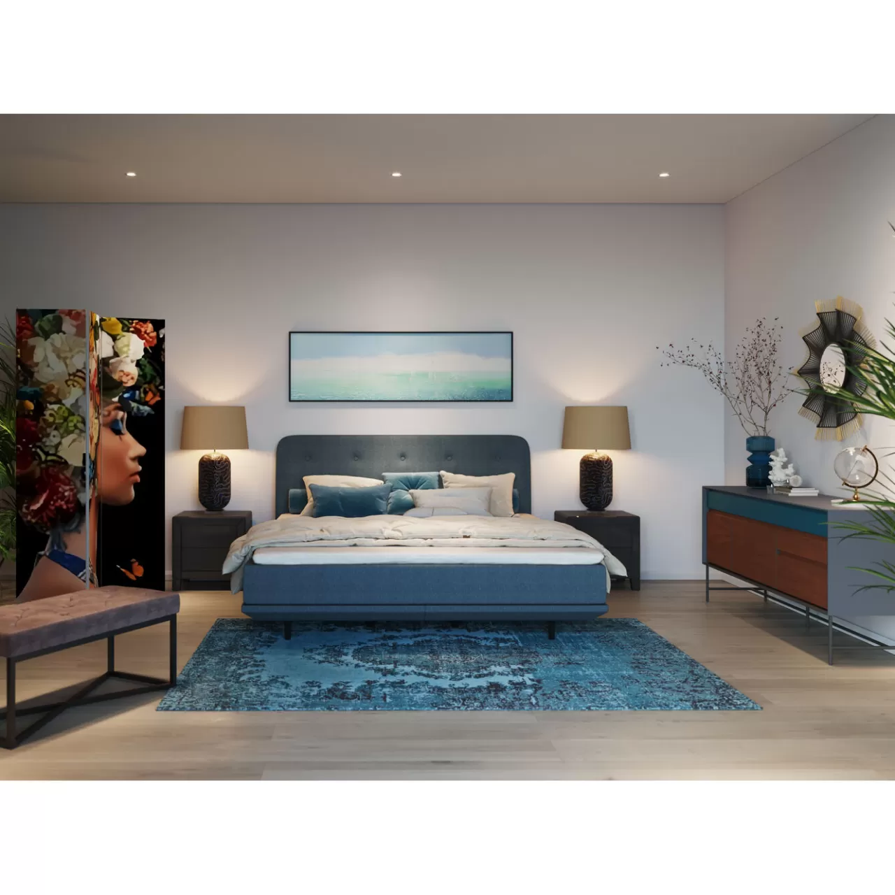 Lit Boxspring Luna Bleu 180X200*KARE Design Online