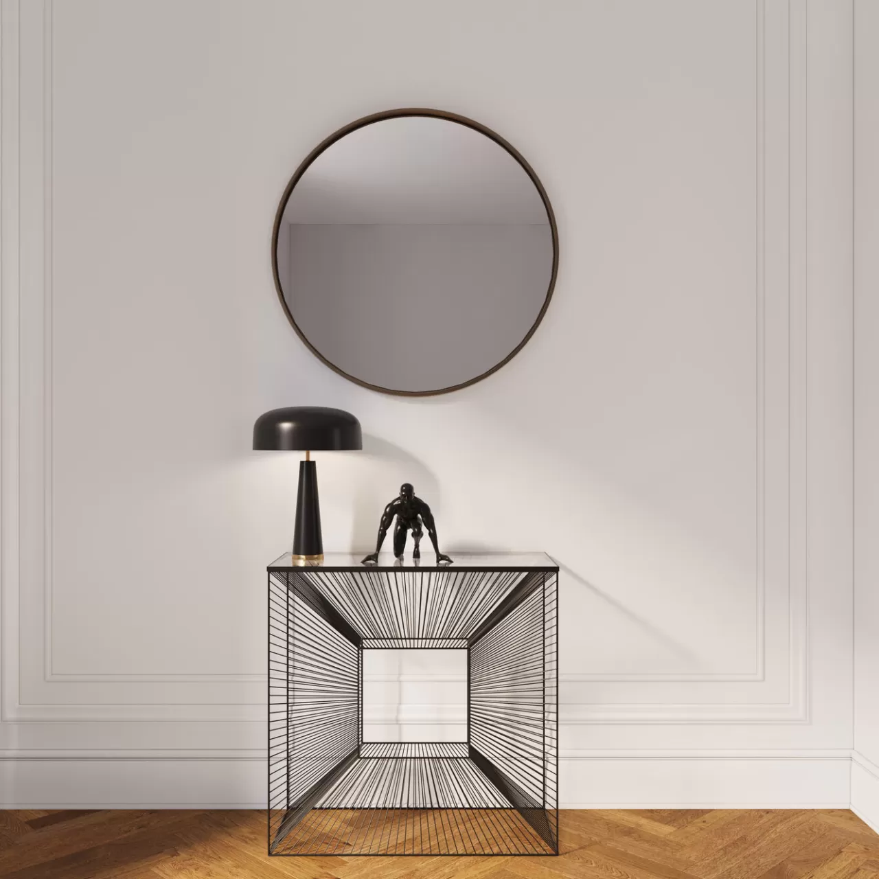 Miroir Curve Rond Acier Nature O100Cm*KARE Design Outlet