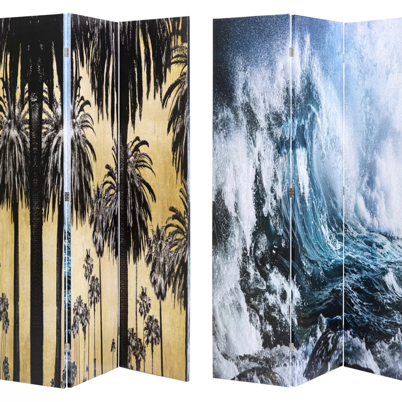 Paravent Triptychon Wave Vs Palms 120X180*KARE Design Store