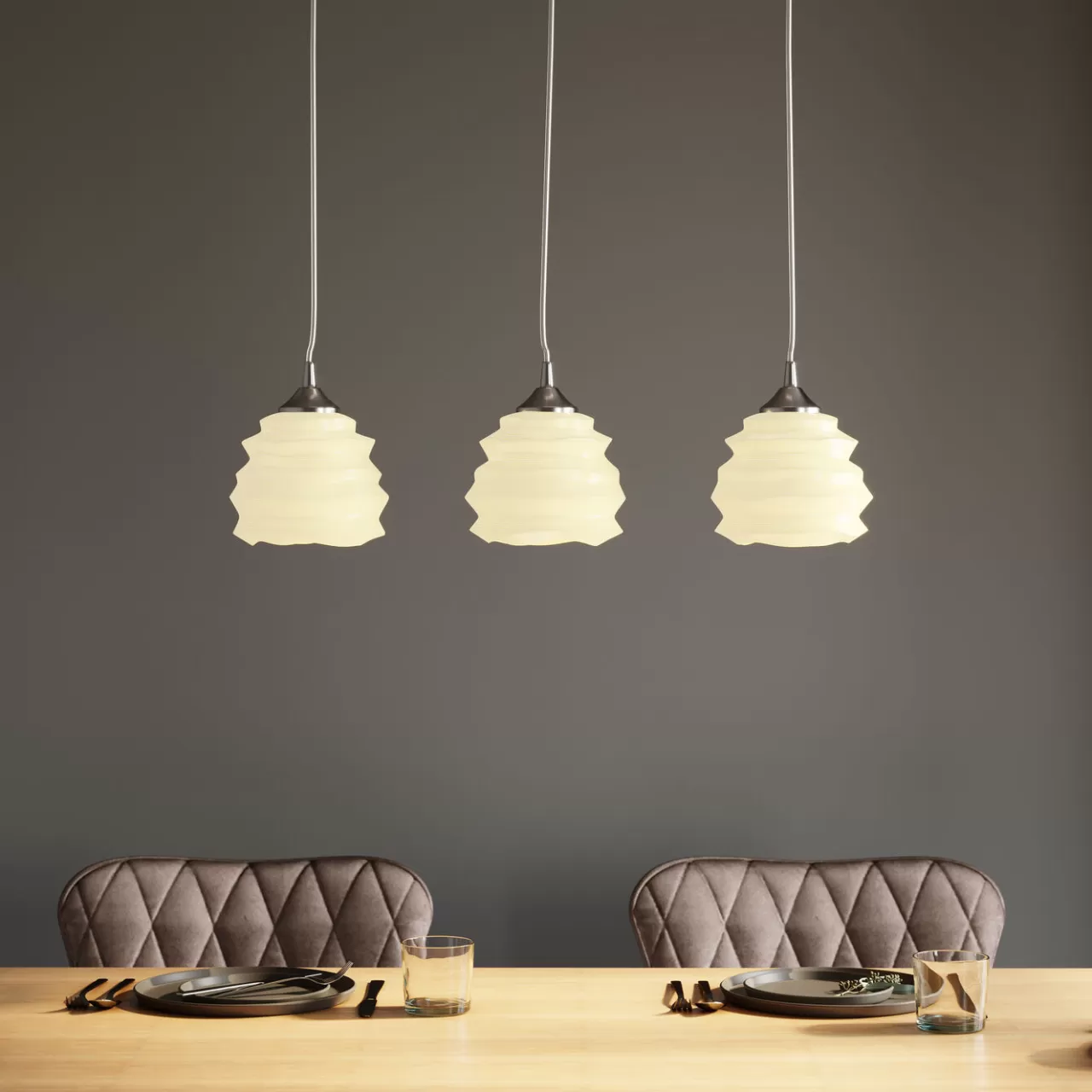 Suspension Ruffle Dining Blanc*KARE Design Fashion