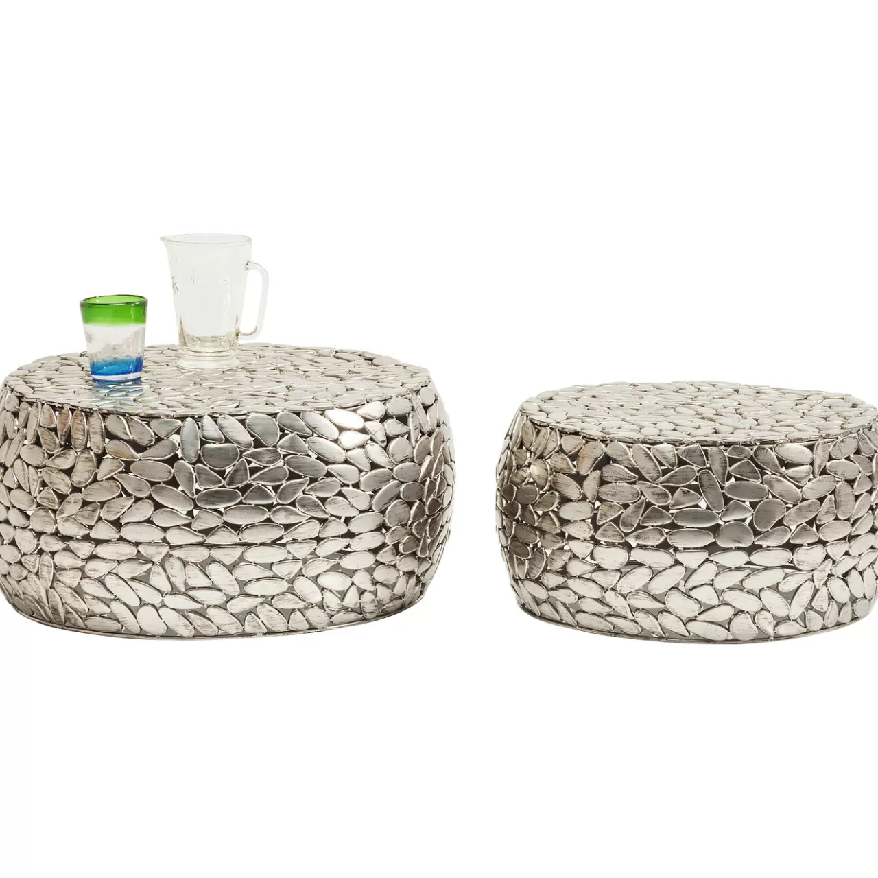 Table Basse Pebbles Deluxe Argente (Jeu De 2)*KARE Design Best