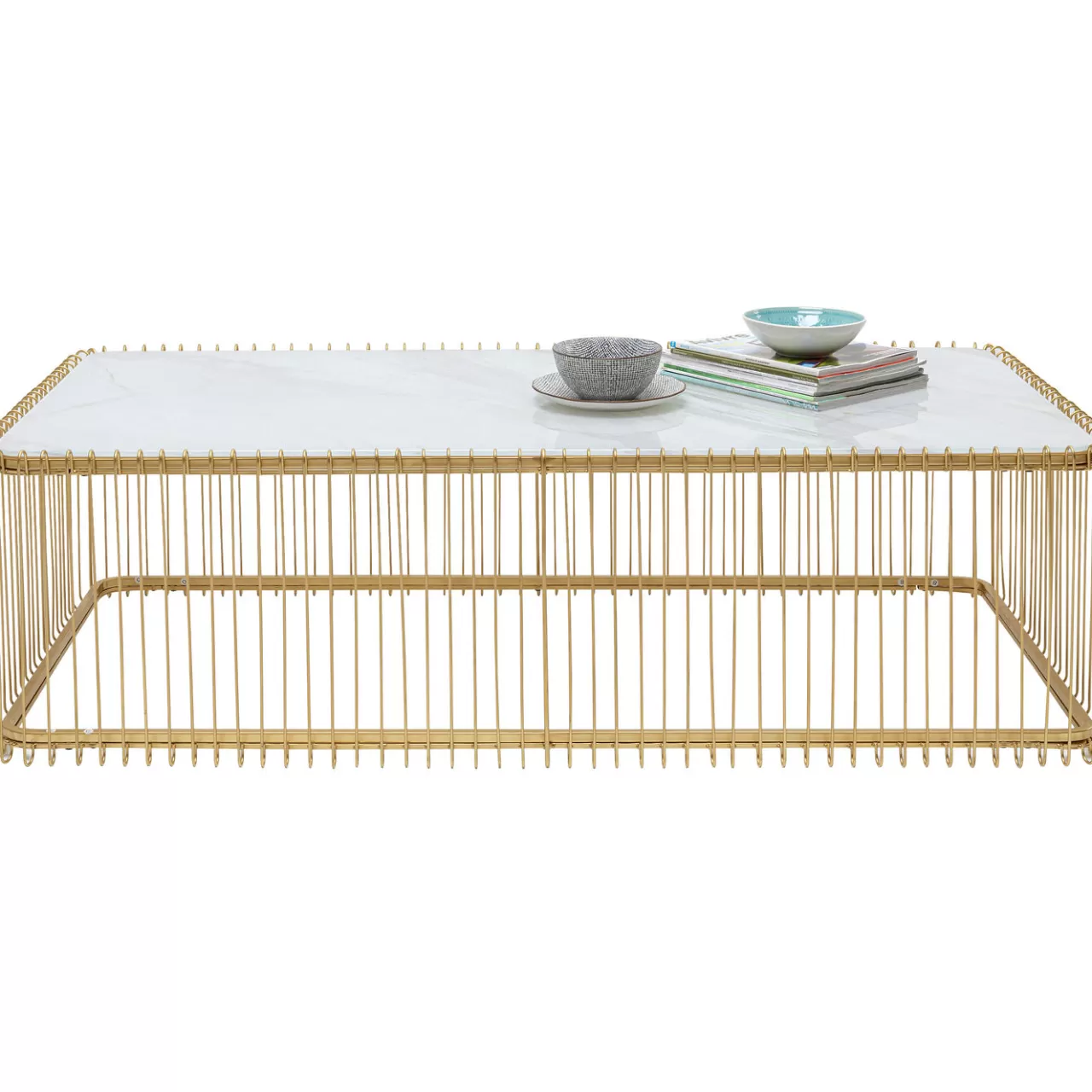 Table Basse Wire Verre Marbre Blanc 145X70Cm*KARE Design Shop