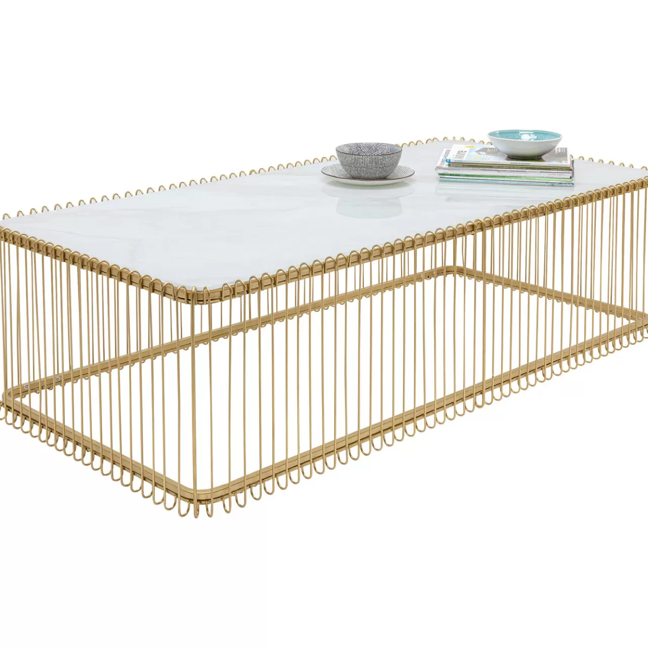 Table Basse Wire Verre Marbre Blanc 145X70Cm*KARE Design Shop