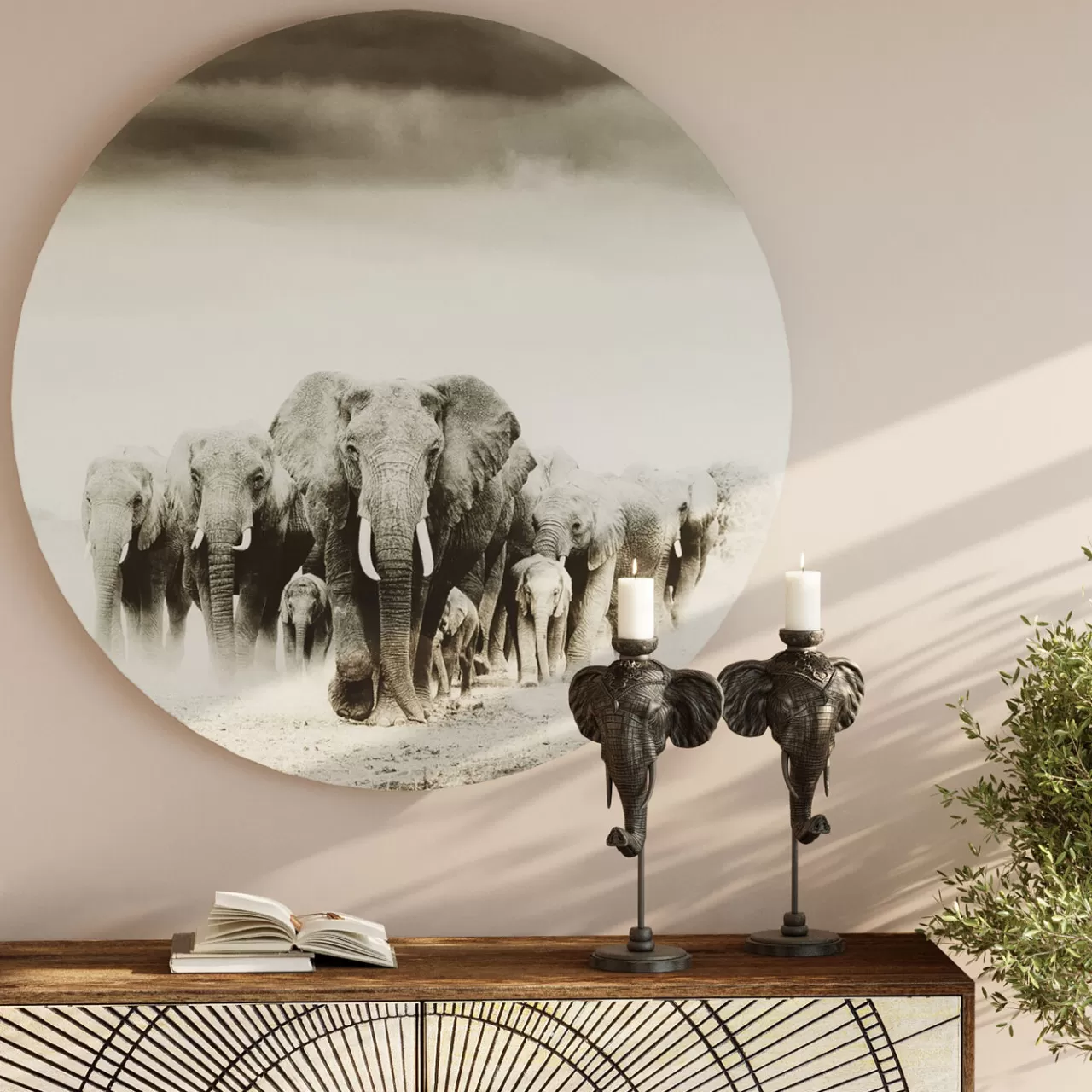 Tableau En Verre Elephant Walk O120Cm*KARE Design Online