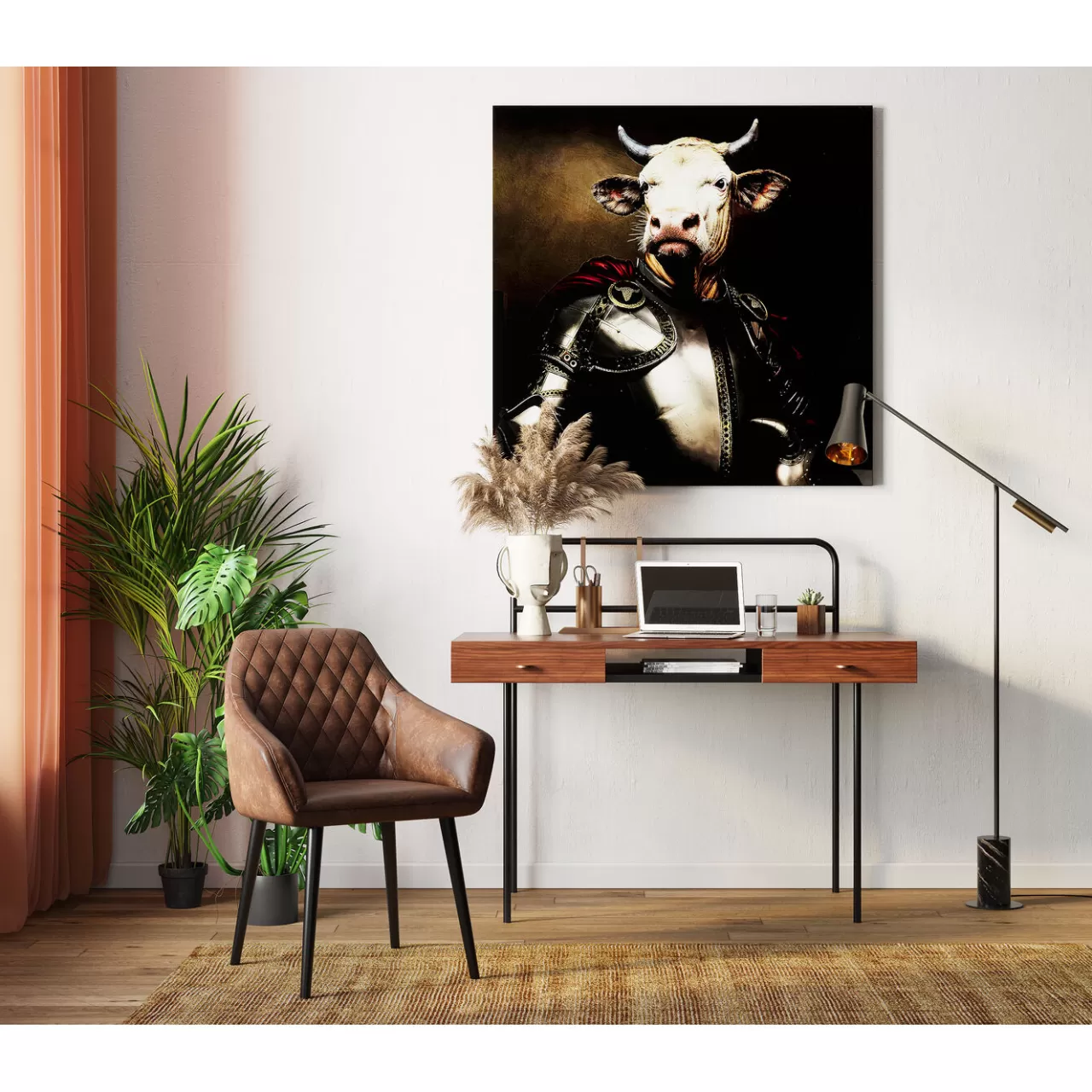 Tableau En Verre Knight Cow 120X120*KARE Design Flash Sale