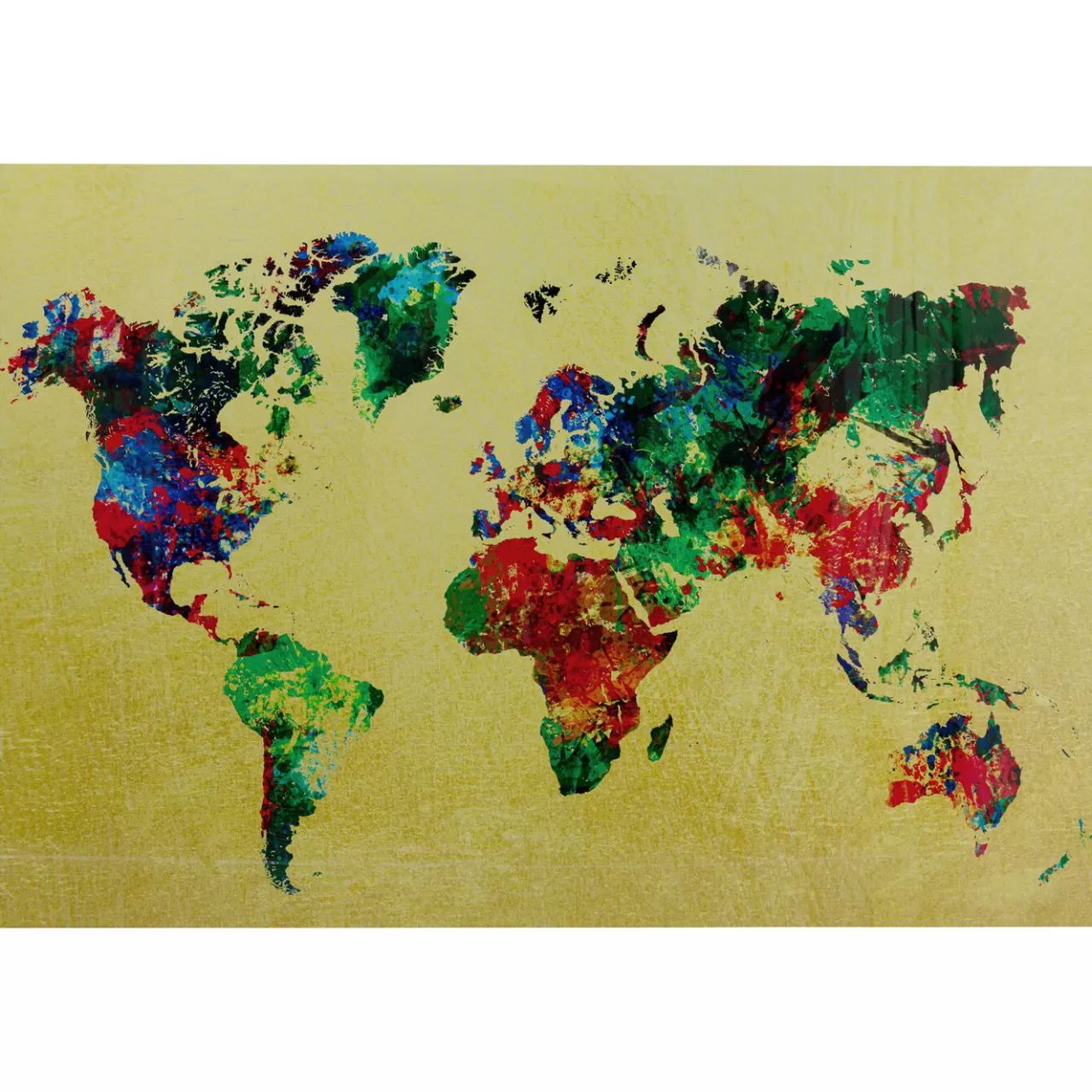 Tableau En Verre Metallic Colourful Map 150X100Cm*KARE Design Best