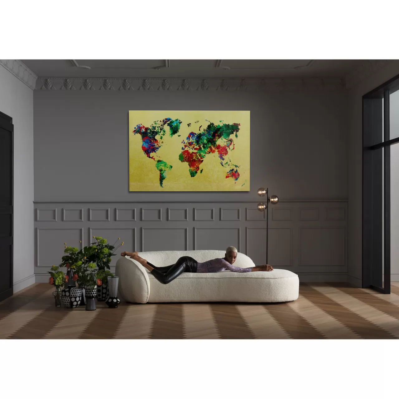 Tableau En Verre Metallic Colourful Map 150X100Cm*KARE Design Best