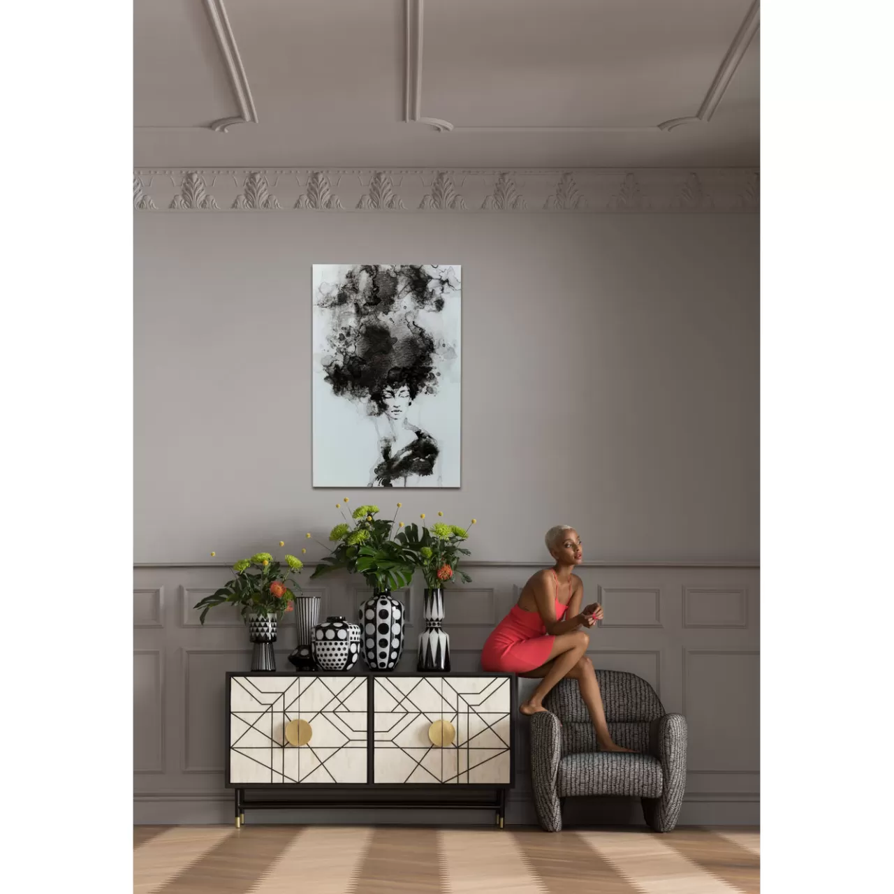 Tableau En Verre Smokey Hair 100X150Cm*KARE Design Best