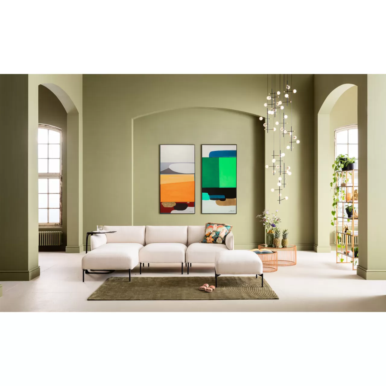 Tableau Encadre Abstract Shapes Vert 73X143Cm*KARE Design Clearance