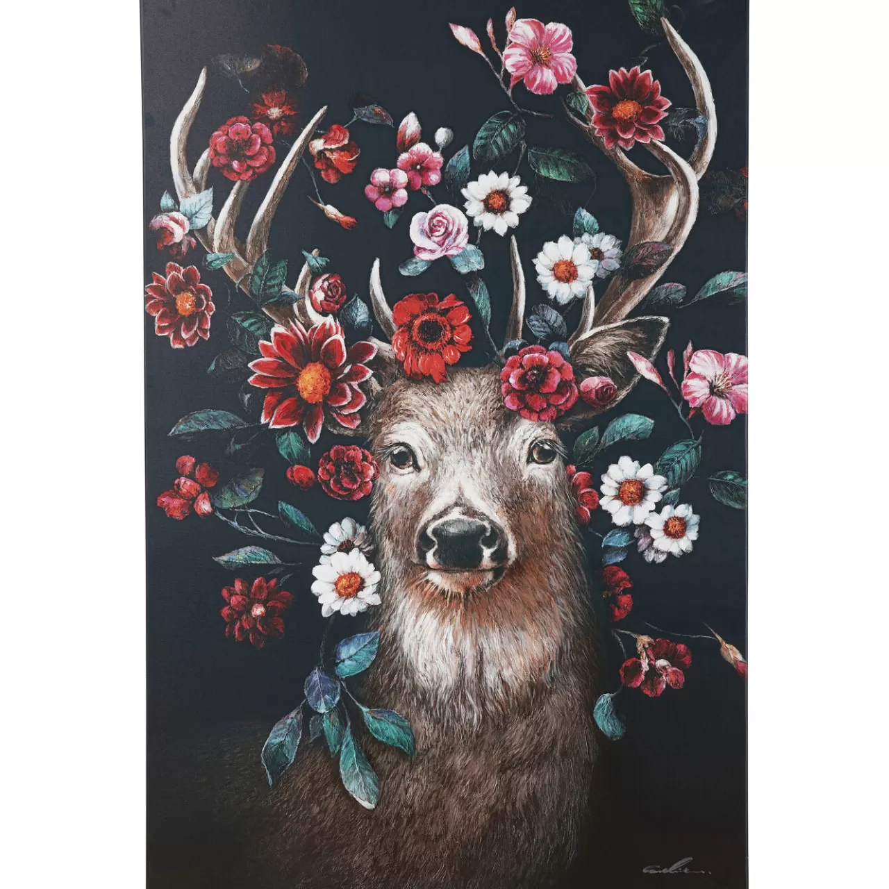 Tableau Sur Toile Deer In Flower 90X140Cm*KARE Design Clearance