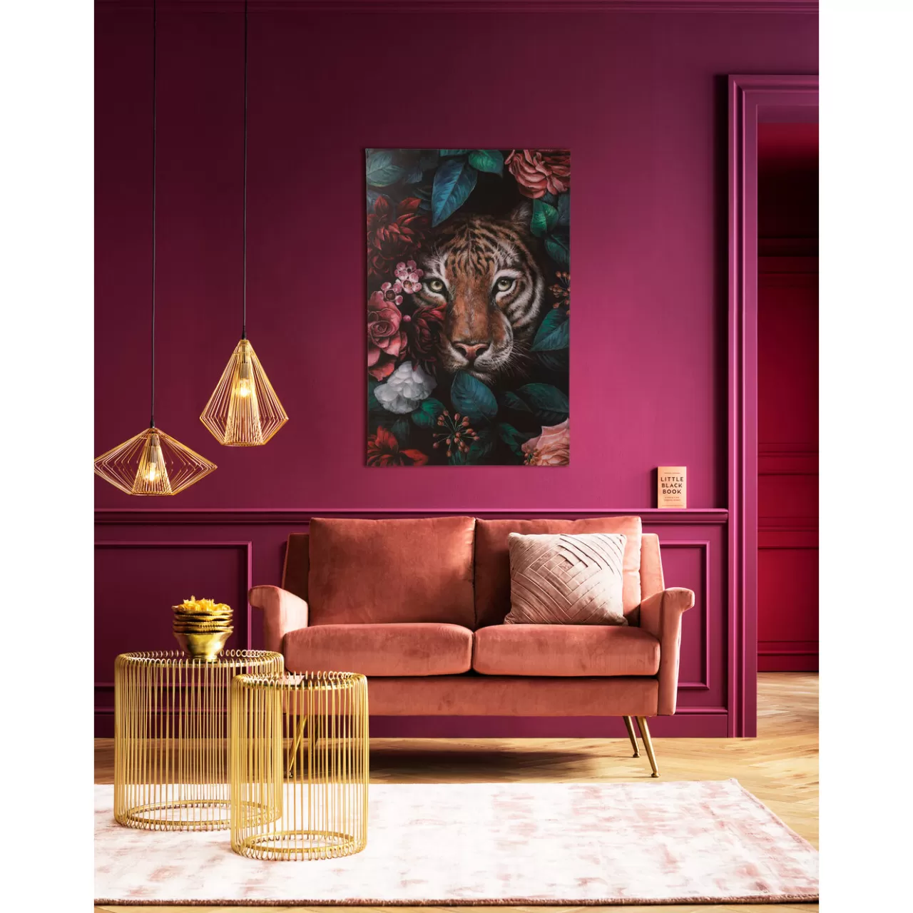 Tableau Sur Toile Tiger In Flower 90X140Cm*KARE Design Best