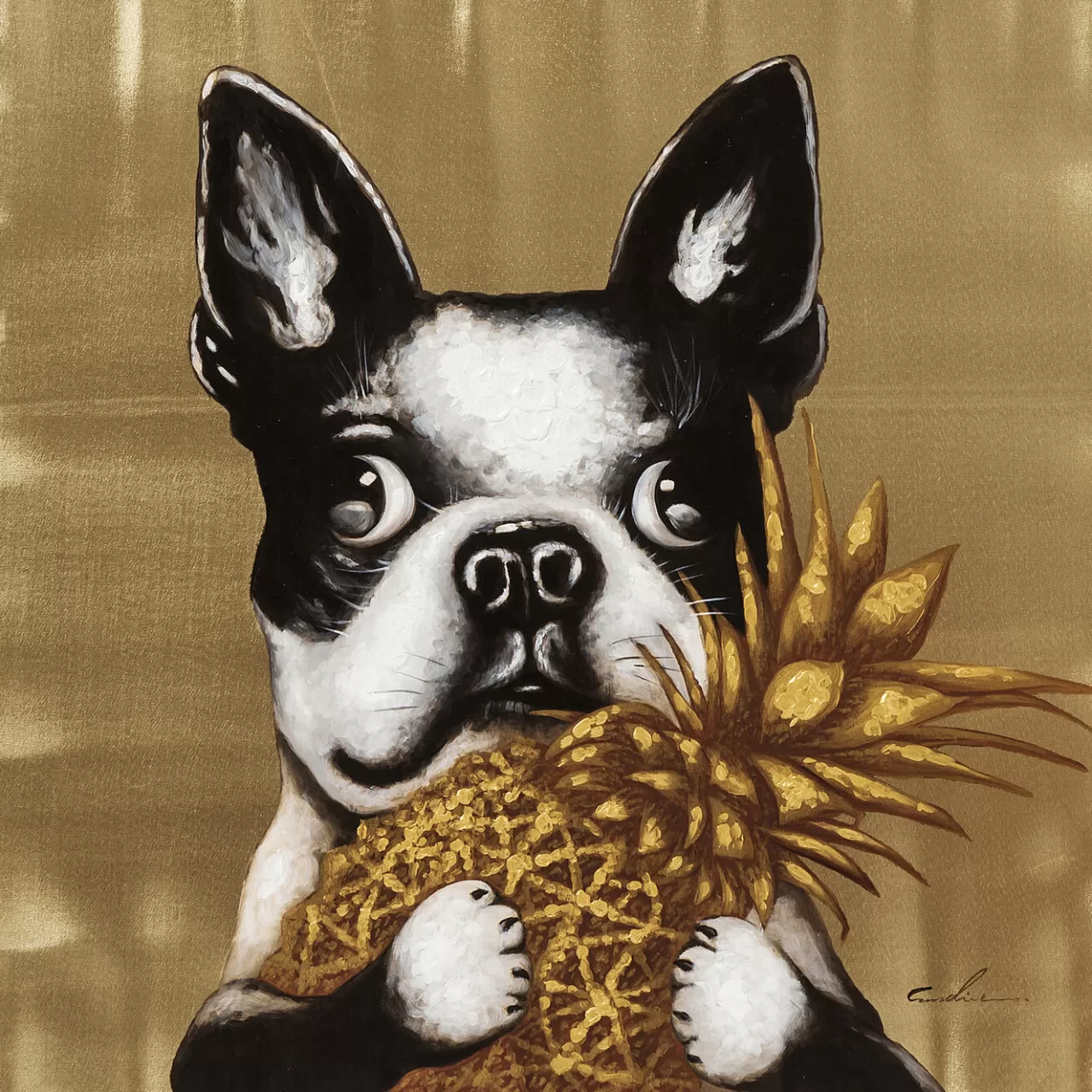 Tableau Touched Dog With Pineapple 80X80Cm*KARE Design Best Sale