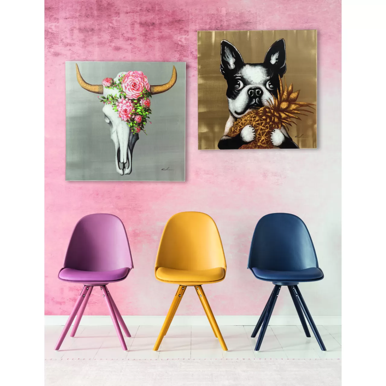 Tableau Touched Dog With Pineapple 80X80Cm*KARE Design Best Sale