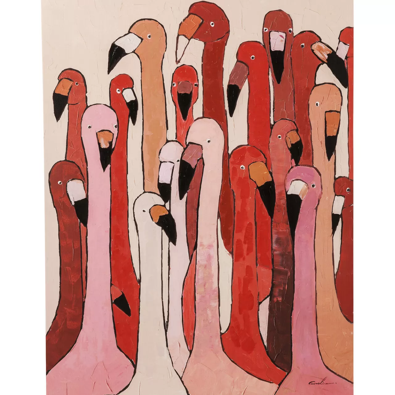 Tableau Touched Flamingo Meeting 90X120Cm*KARE Design Discount