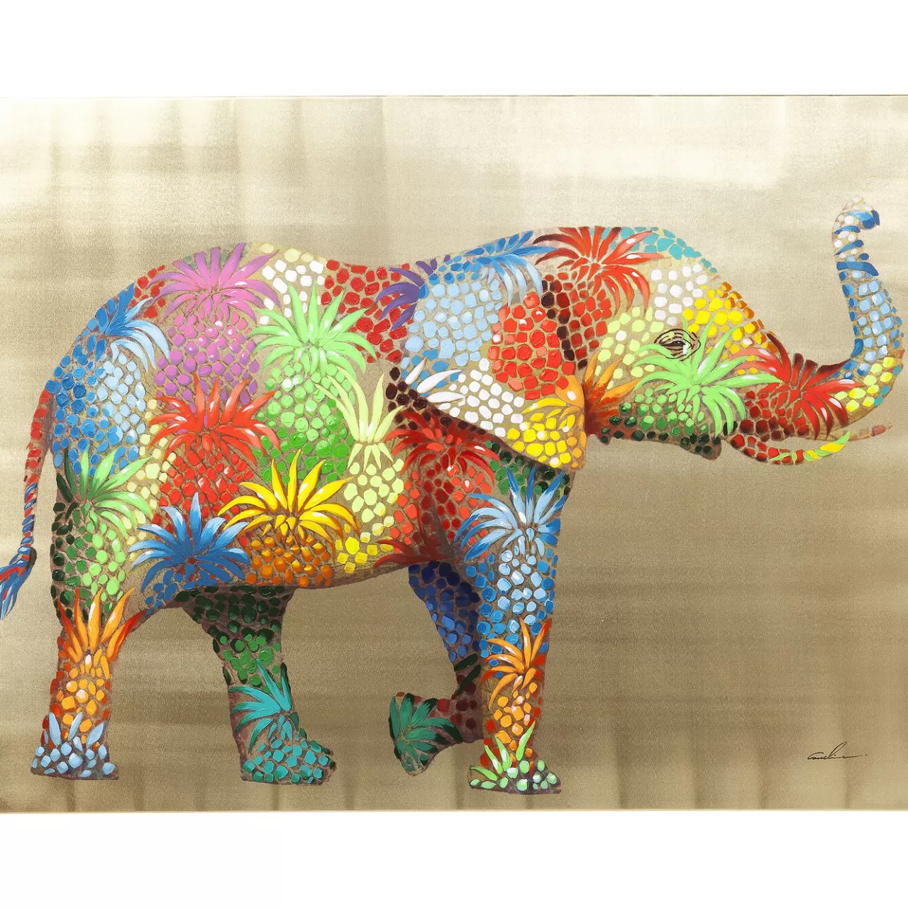 Tableau Touched Flower Elefant 120X90Cm*KARE Design Sale