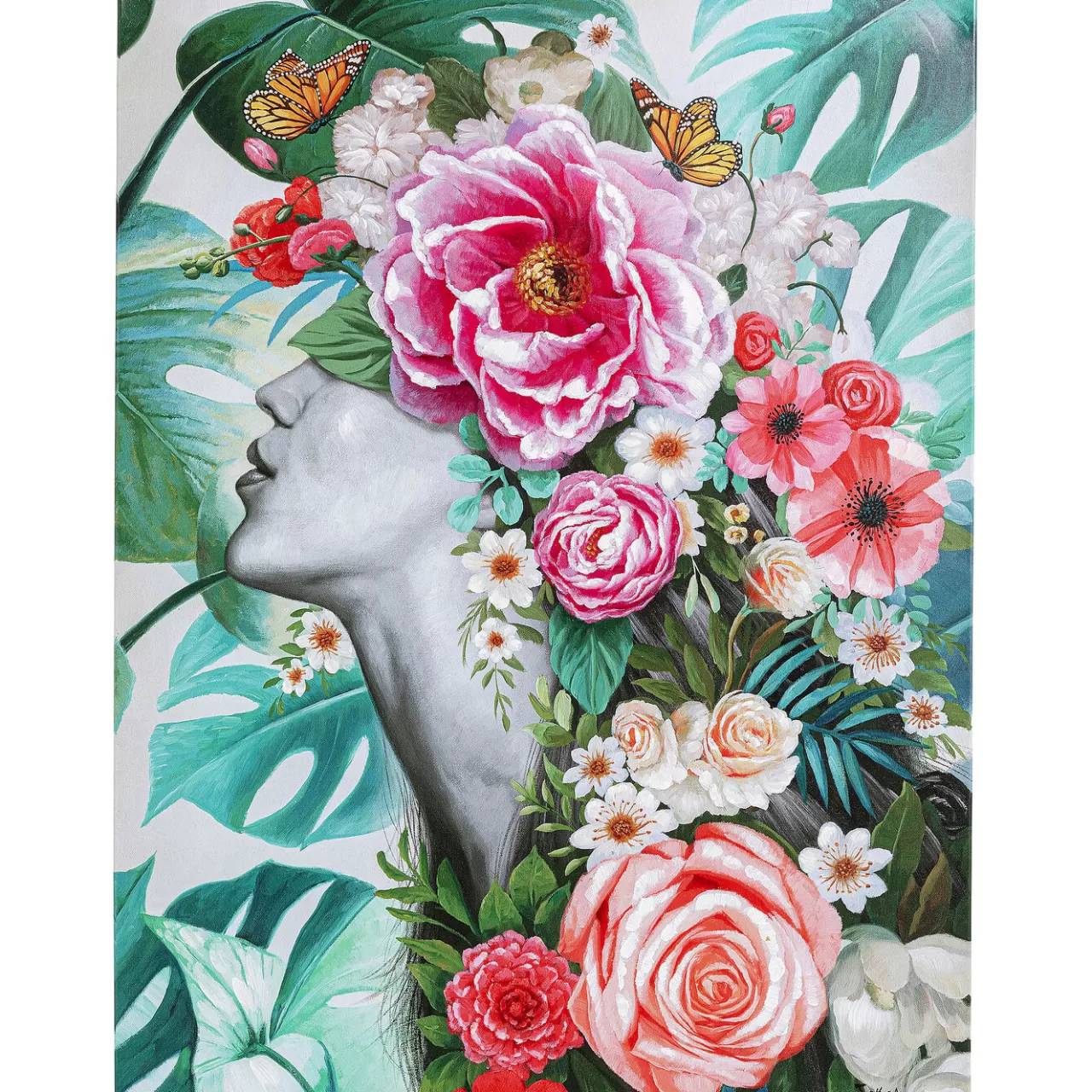 Tableau Touched Flower Lady 90X120Cm*KARE Design Fashion