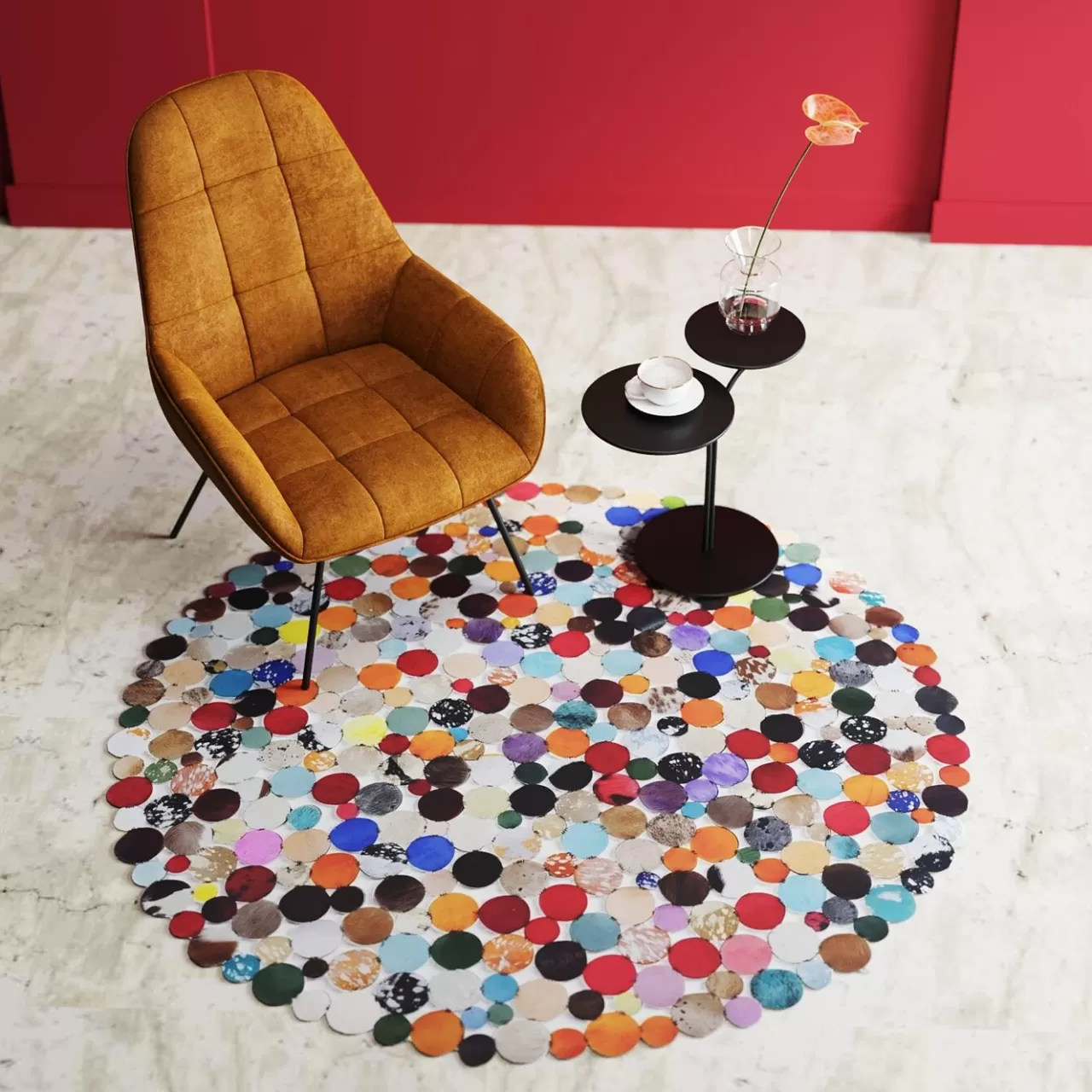 Tapis Rond Circle Multi O150Cm*KARE Design Best Sale